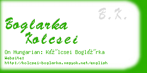 boglarka kolcsei business card